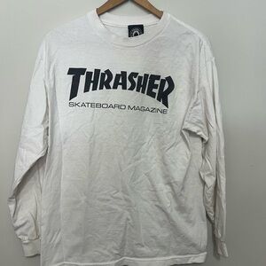 Thrasher White Long Sleeve Skateboard Logo Tee